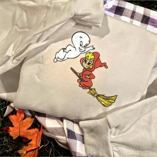 Embroidered Casper the Friendly Ghost Crew Neck Sweatshirt (Glow in the Dark)