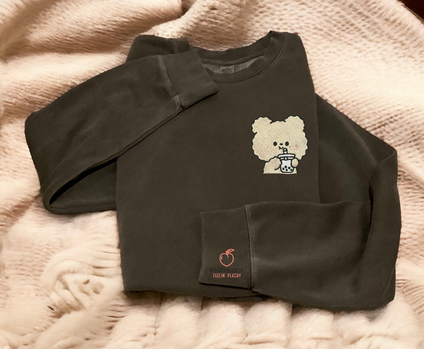 Kawaii  Boba Bear Embroidered Sweatshirt