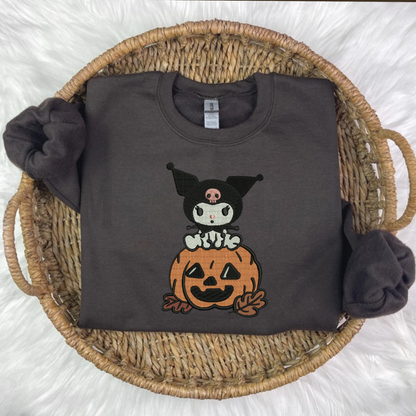 Kuromi Pumpkin Embroidered Sweatshirt