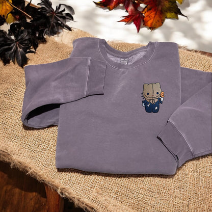 Scarecrow Kitty Embroidered Sweatshirt