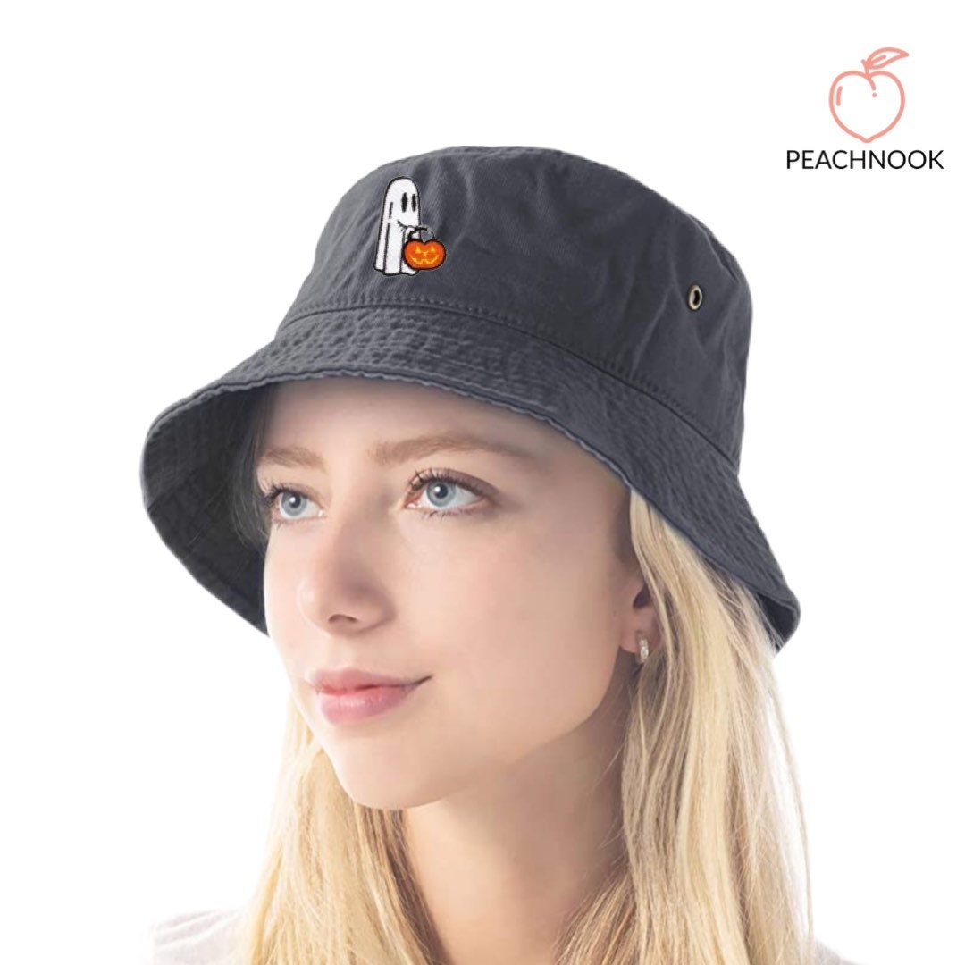 Halloween Ghost- Trick-OR-Treat Embroidered Ghost Bucket Hat