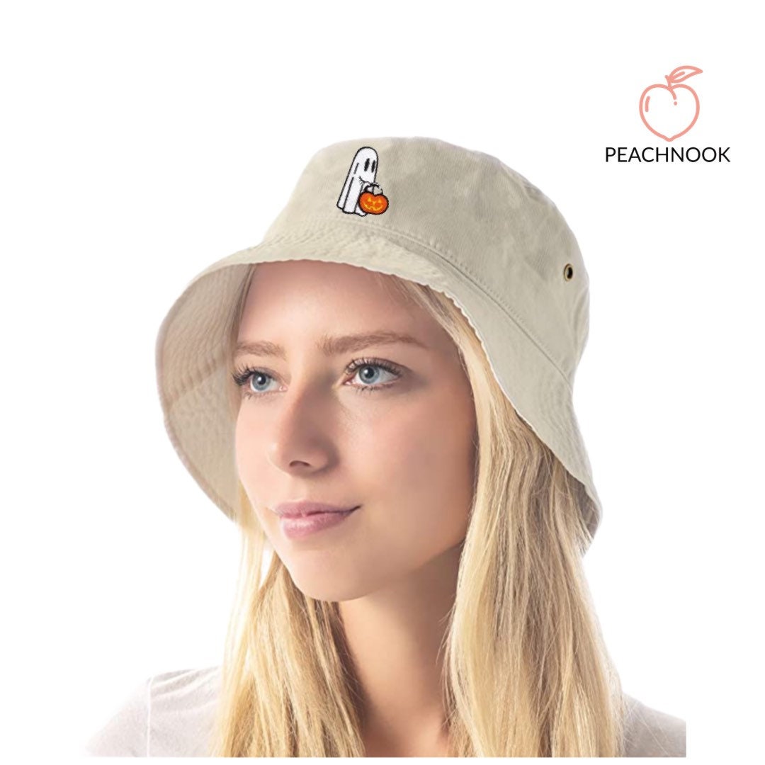 Halloween Ghost- Trick-OR-Treat Embroidered Ghost Bucket Hat