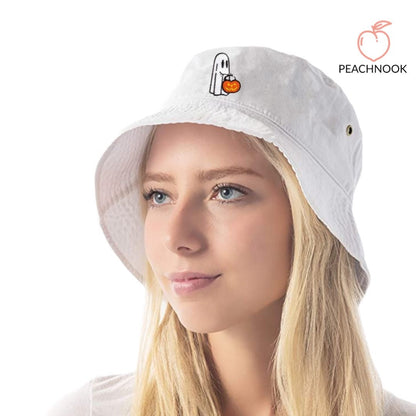 Halloween Ghost- Trick-OR-Treat Embroidered Ghost Bucket Hat