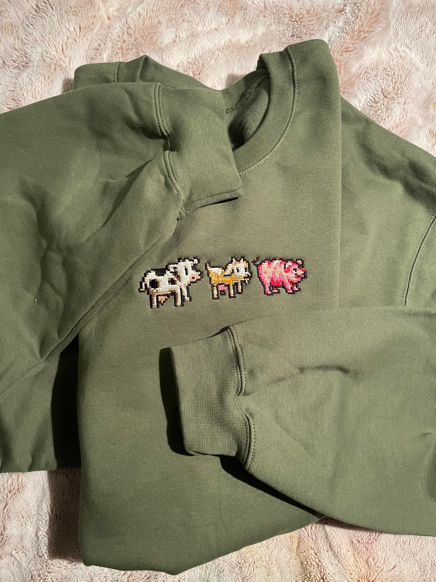 Cow, Goat, Pig Stardew Embroidered Crew