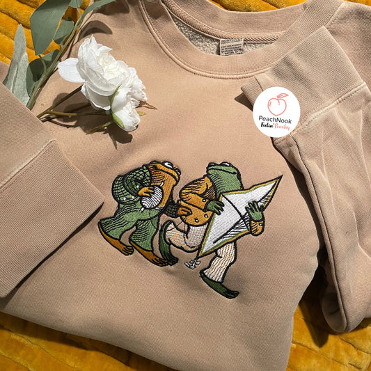 Frog and Toad embroidered crew neck sweatshirt