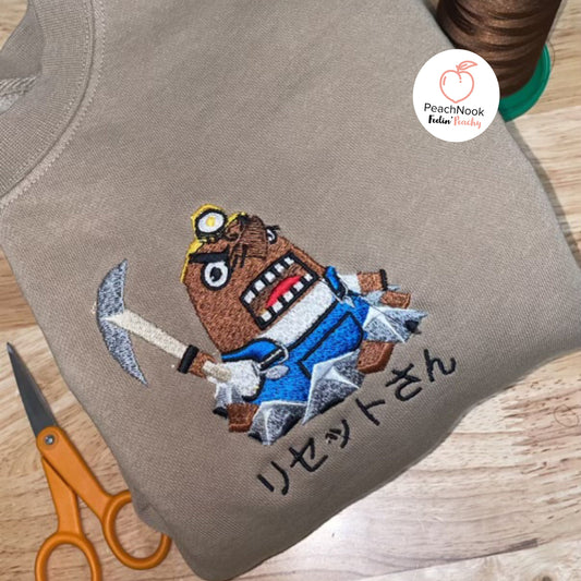 Resetti Animal Crossing Embroidered Crew Neck with Japanese name
